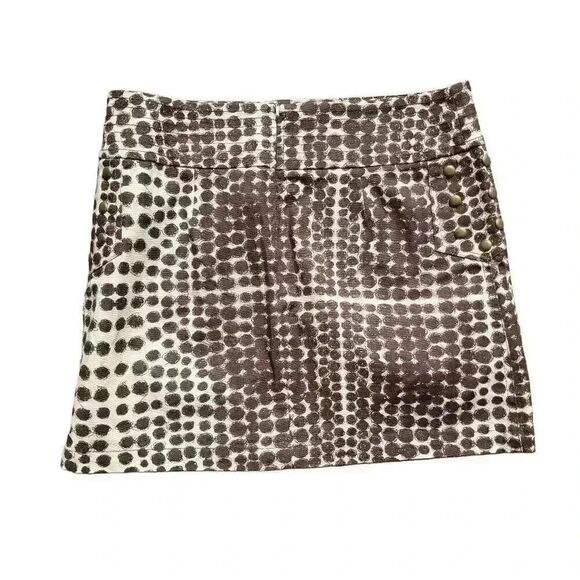 Ideology Women's Ivory & Brown Poly Circle Print Straight Skirt w Stud Accents - Picture 10 of 14